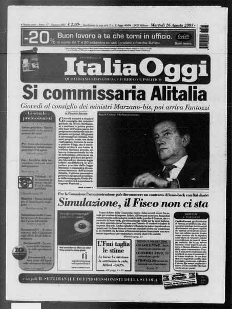 Italia oggi : quotidiano di economia finanza e politica